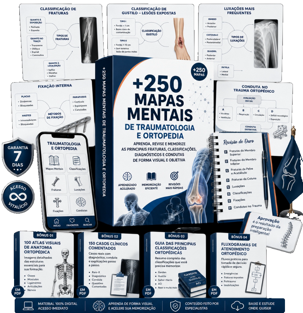 Mockup +250 Mapas Mentais de Traumatologia e Ortopedia